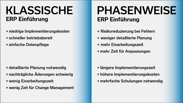 Vorteile und Risiken der Methoden zur ERP-Einführung